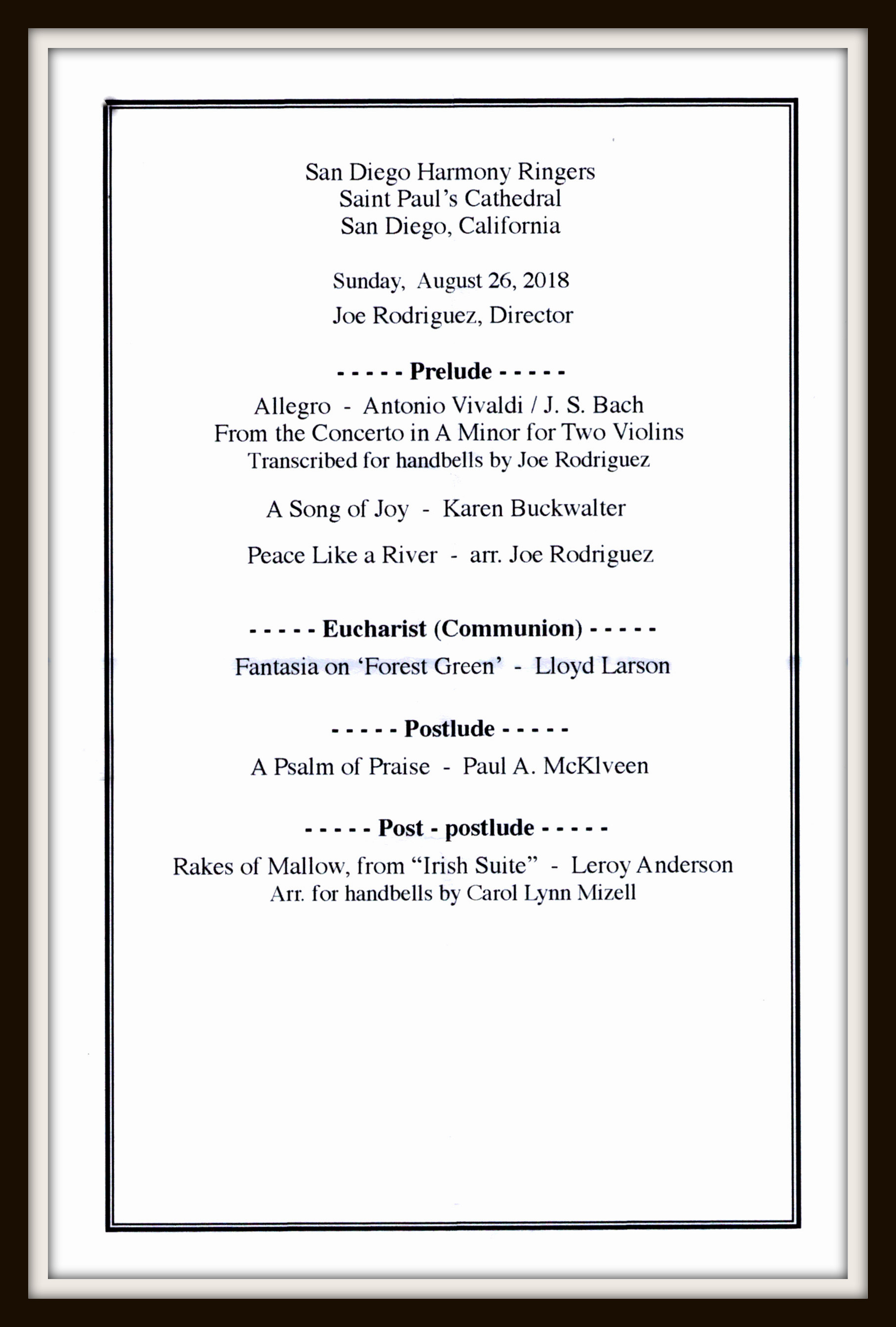 2018 08 26 St. Pauls Cathedral program AA